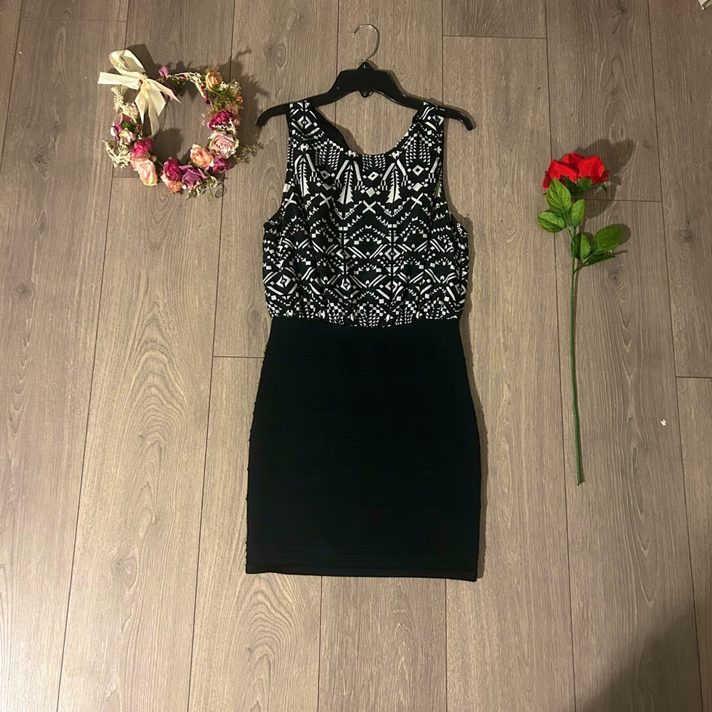 Formal Black and White Pencil Dress